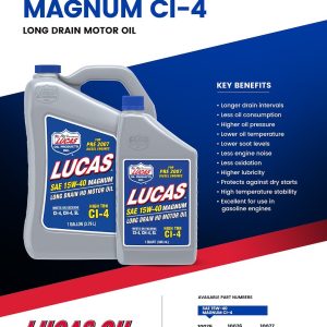 Lucas Oil Oil, SAE 15W-40, Synthetic Blend, 1 Gallon Jug, Single – 10076
