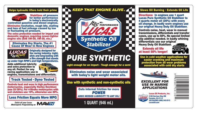 Lucas Oil Oil Additive, Use with Synthetic Oil, Use to Control Heat and Wear IN Motorcycles/ Air-Cooled Engines/ All Drive Train Components – 10130
