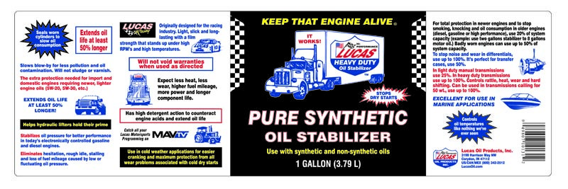 Lucas Oil Oil Additive, Use with Synthetic Oil, Greatly Reduces Friction/ Improving Vehicle Performance and Fuel Economy, 1 Gallon Jug, Single – 10131