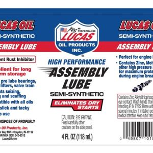 Lucas Oil Assembly Lube, 4 Ounce Bottle, Dissolves IN Oil – 10152