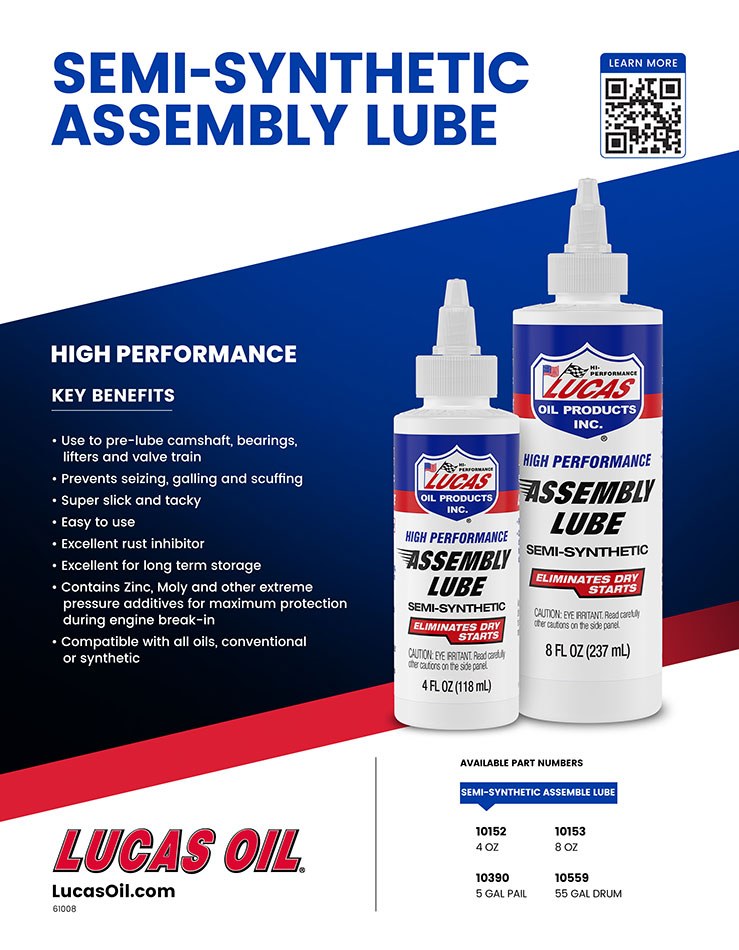 Lucas Oil Assembly Lube, 4 Ounce Bottle, Dissolves IN Oil – 10152