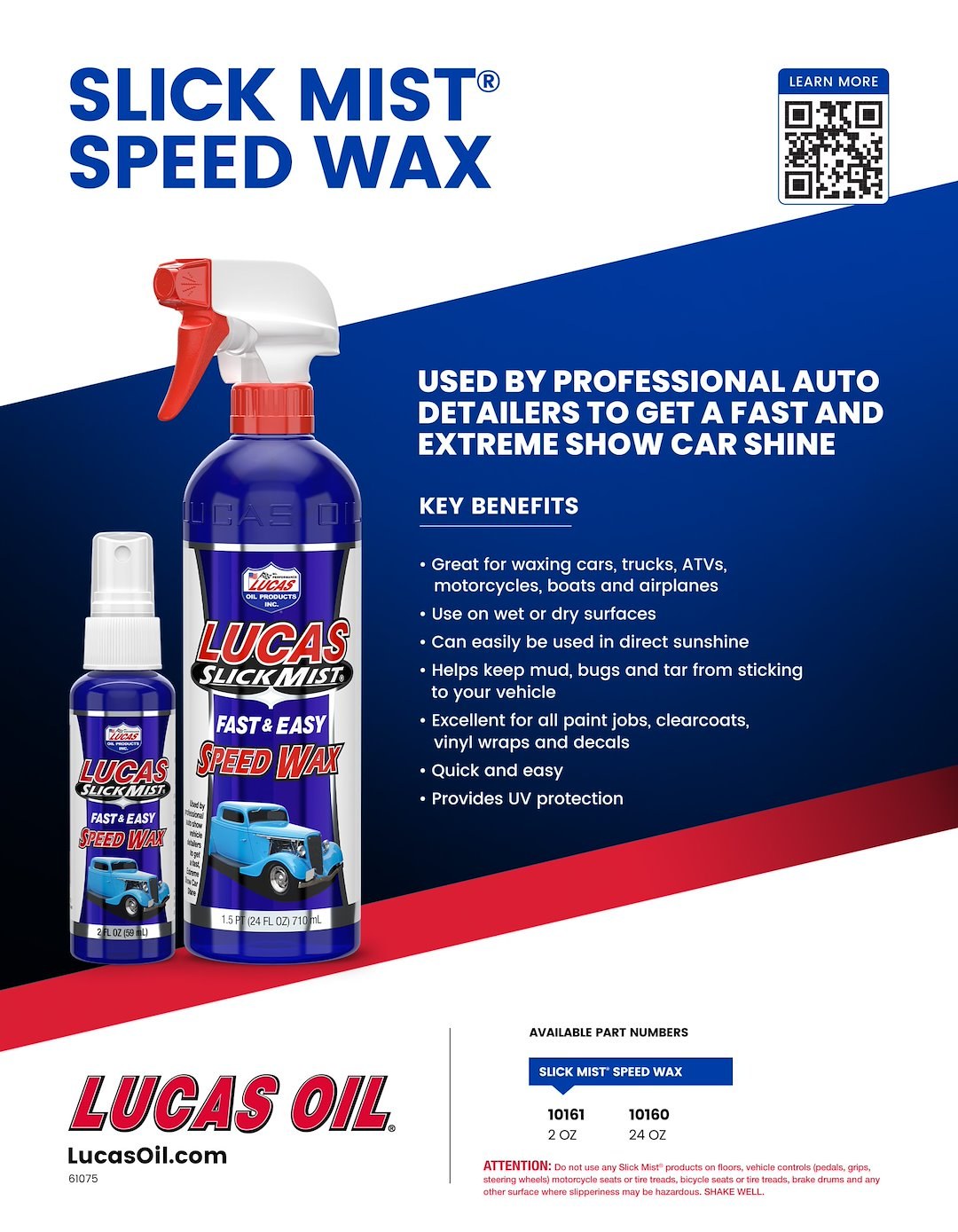 Lucas Oil Car Wax, Slick Mist ®, Liquid, 24 Ounce Spray Bottle, Single – 10160