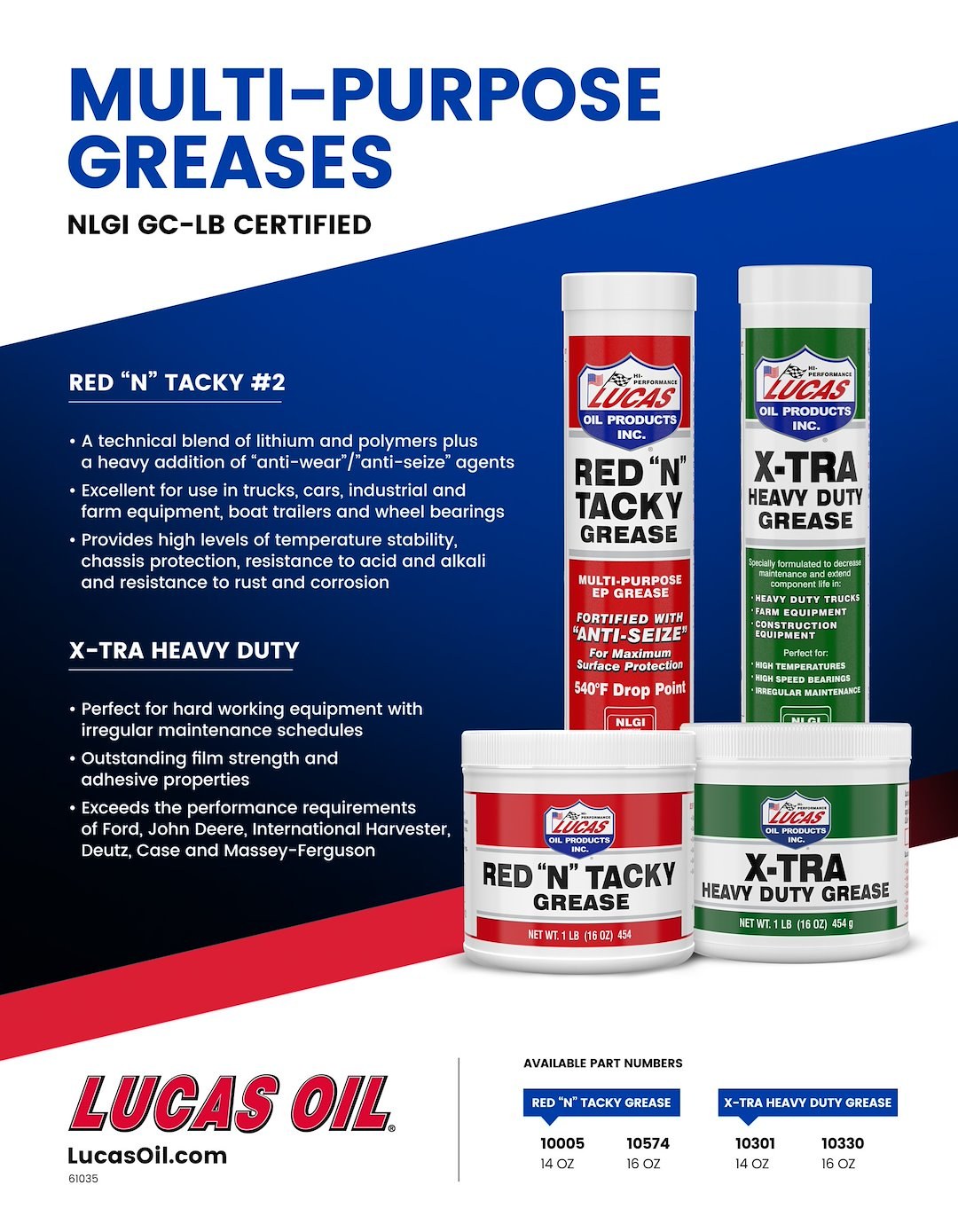 Lucas Oil Multi Purpose Grease, X-Tra Heavy Duty, Bearing Grease, Green, Single, 14.5 Ounce Tube – 10301-30