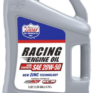 Lucas Oil Oil, SAE 20W-50, Semi-Synthetic, 5 Quart Jug, Single, Racing Only – 10378