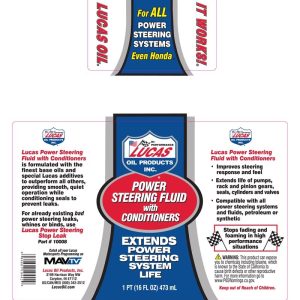 Lucas Oil Power Steering Fluid, Single, 16 Ounce, Synthetic, With Conditioners – 10442