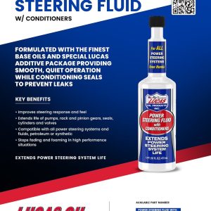 Lucas Oil Power Steering Fluid, Single, 16 Ounce, Synthetic, With Conditioners – 10442