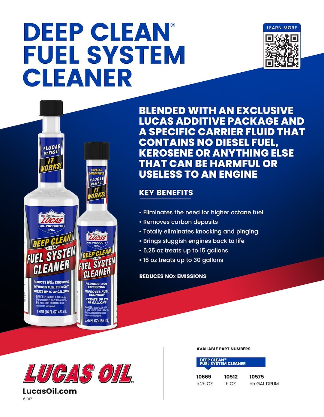 Lucas Oil Fuel System Cleaner, Deep Clean ™, Use to Clean the Entire Fuel System, 16 Ounce Bottle, Single – 10512