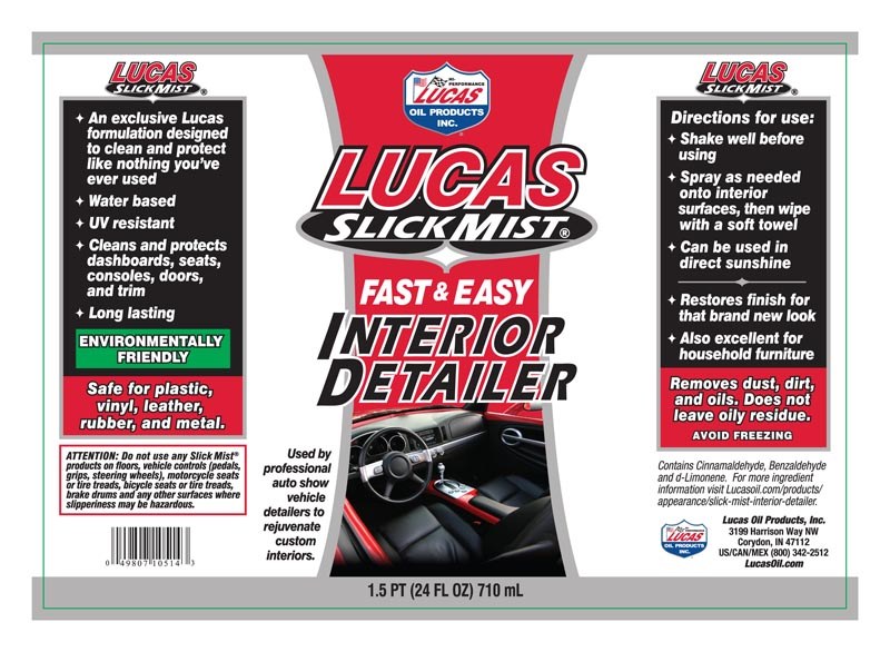 Lucas Oil Interior Cleaner, Slick Mist ®, Use on Rubber/ Plastic/ Leather/ Vinyl, Bubblegum Scent, 24 Ounce Spray Bottle – 10514