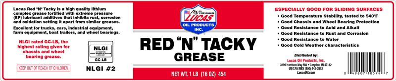 Lucas Oil Multi Purpose Grease, Red N Tacky, Lithium Complex Grease, Single, 1 Pound Can – 10574
