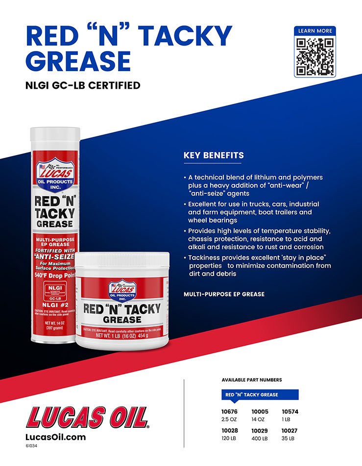 Lucas Oil Multi Purpose Grease, Red N Tacky, Lithium Complex Grease, Single, 1 Pound Can – 10574