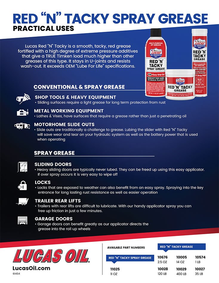 Lucas Oil Multi Purpose Grease, Red N Tacky, Lithium Complex Grease, Single, 1 Pound Can – 10574