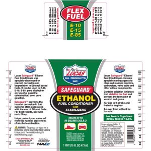 Lucas Oil Ethanol Fuel Treatment, Safeguard ™, Use to Protect All Gas-Powered 2 and 4 Cycle Engines from Harmful Effects of Ethanol, 16 Ounce – 10576