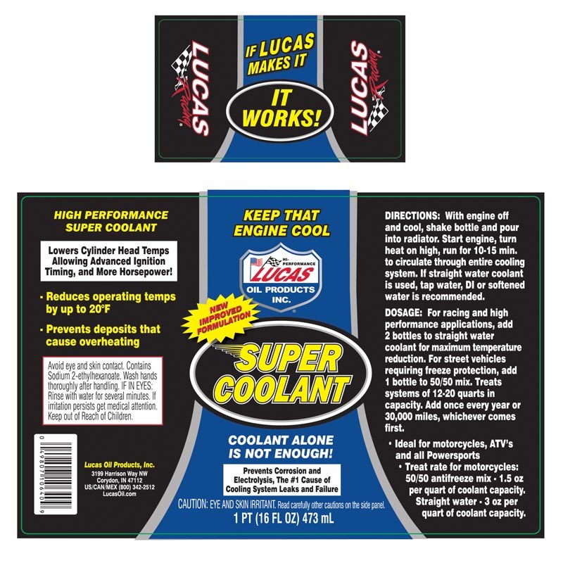 Lucas Oil Coolant Additive, Used with Anti-Freeze and Water, Racing, 16 Ounce Bottle, Single – 10640