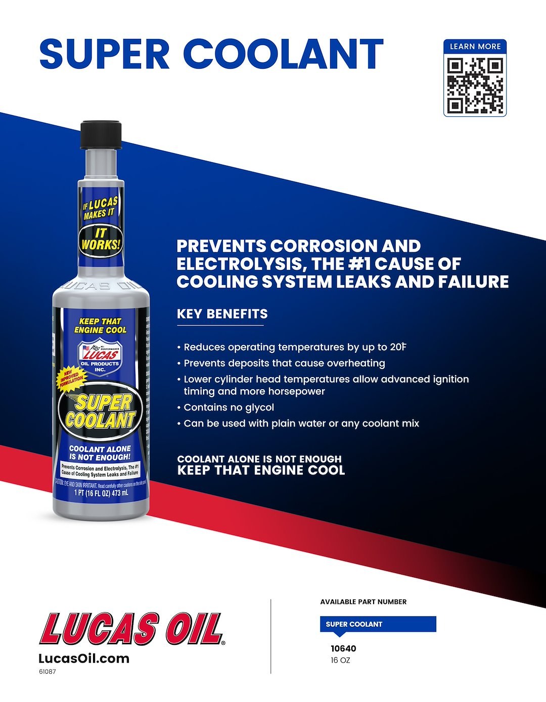 Lucas Oil Coolant Additive, Used with Anti-Freeze and Water, Racing, 16 Ounce Bottle, Single – 10640