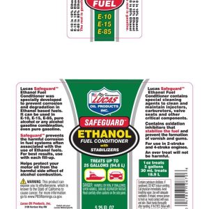 Lucas Oil Ethanol Fuel Treatment, Safeguard ™, Use to Protect All Gas-Powered 2 and 4 Cycle Engines from Harmful Effects of Ethanol – 10670