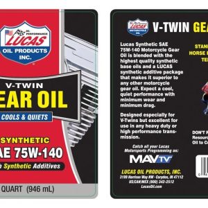 Lucas Oil Gear Oil, Single, 1 Quart Bottle, SAE 75W-140, Synthetic – 10791