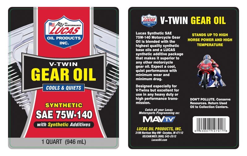 Lucas Oil Gear Oil, Single, 1 Quart Bottle, SAE 75W-140, Synthetic – 10791