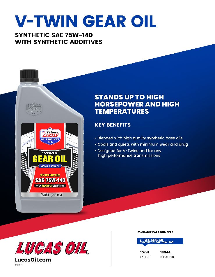 Lucas Oil Gear Oil, Single, 1 Quart Bottle, SAE 75W-140, Synthetic – 10791