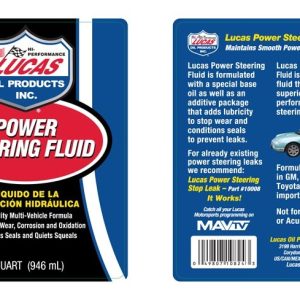 Lucas Oil Power Steering Fluid, Single, 1 Quart Bottle – 10824-6
