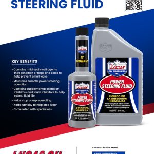 Lucas Oil Power Steering Fluid, Single, 1 Quart Bottle – 10824-6