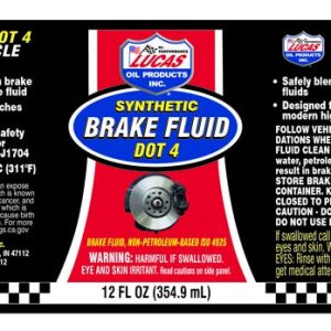 Lucas Oil Brake Fluid, Single, 12 Ounce Bottle, DOT 4, Glycol Ether Based – 10827