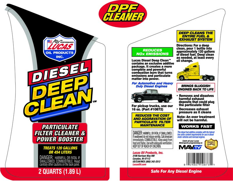Lucas Oil Fuel Additive, Deep Clean ™, For Diesel, Particulate Filter Cleaner and Power Booster, Single, 64 Ounce Bottle – 10873