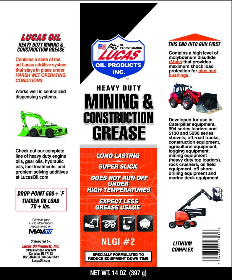 Lucas Oil Multi Purpose Grease, Heavy Duty Cat/ Mining and Construction Grease, Dark Gray, Single, 14 Ounce Tube – 10881-30
