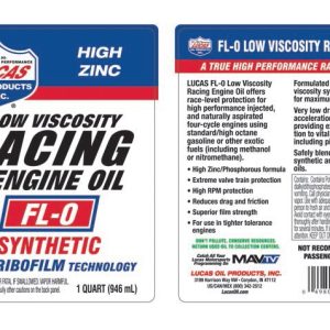 Lucas Oil Oil, FL-0, SAE 0W, Synthetic, 1 Quart Bottle, Single – 10892