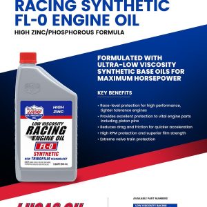 Lucas Oil Oil, FL-0, SAE 0W, Synthetic, 1 Quart Bottle, Single – 10892