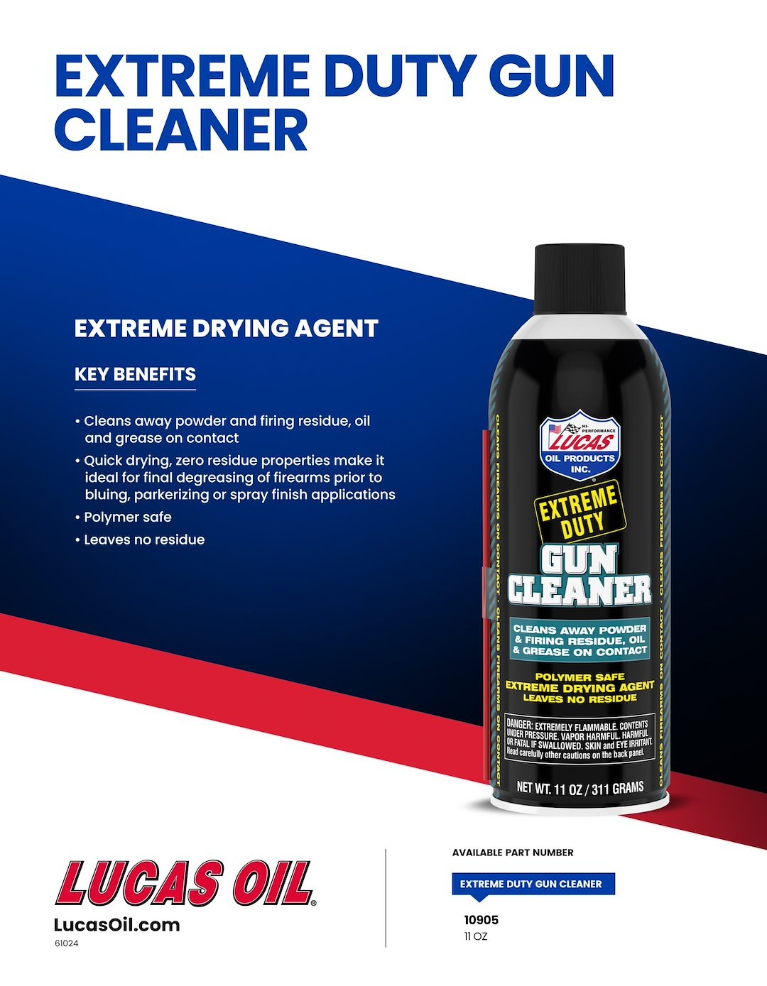 Lucas Oil Multi Purpose Lubricant, Extreme Duty, Use to Clean Powder Residue/ Grease/ Oil from Firearms and Barrels, 11 Ounce Aerosol Can – 10905