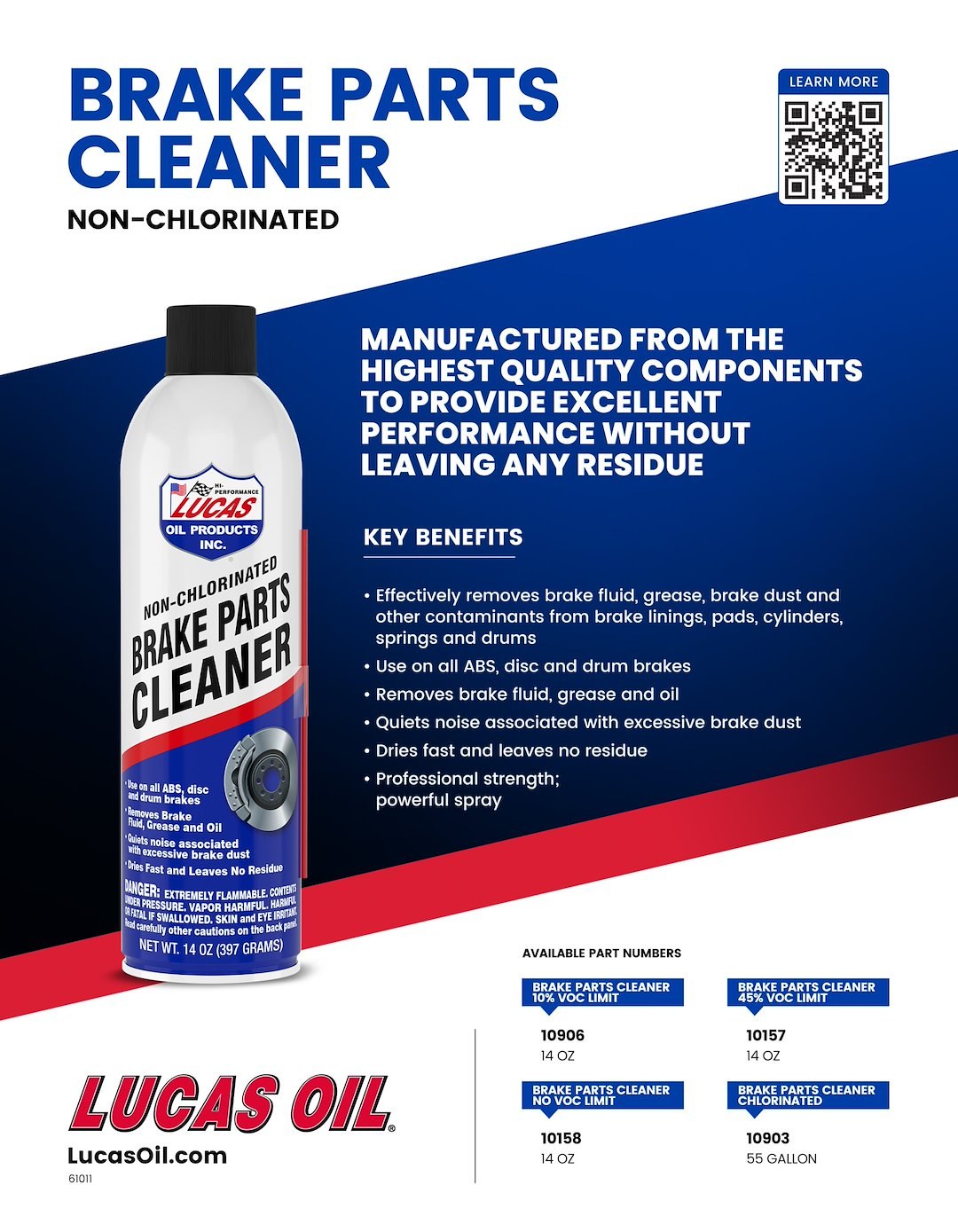 Lucas Oil Brake Cleaner, 14 Ounce Aerosol Can – 10906
