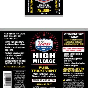 Lucas Oil Fuel Additive, For Gasoline, With Cleaners and Lubricants, Single, 5.25 Ounce Bottle, Treats Up to 25 Gallons – 10977