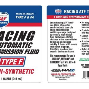 Lucas Oil Auto Trans Fluid, Type F, Semi-Synthetic, 1 Quart Bottle, Single – 11020