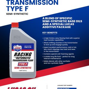 Lucas Oil Auto Trans Fluid, Type F, Semi-Synthetic, 1 Quart Bottle, Single – 11020