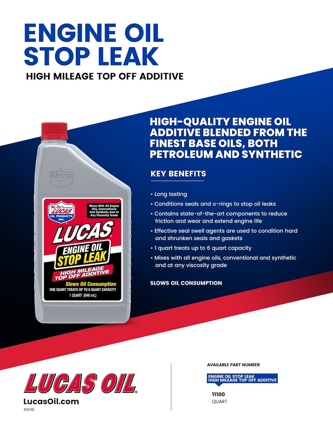 Lucas Oil Oil Additive, Used to Condition Hard and Shrunken Seals/ Gaskets, Conditions Seals/ O-Rings to Stop Oil Leaks, 1 Quart Bottle – 11100
