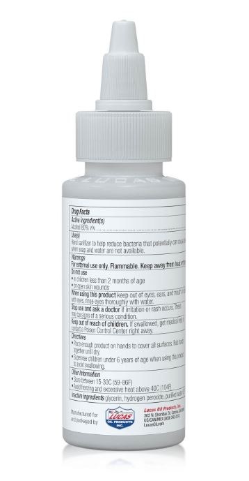 Lucas Oil Hand Sanitizer, Liquid, 80% Ethyl Alcohol, 2 Ounce – 11176