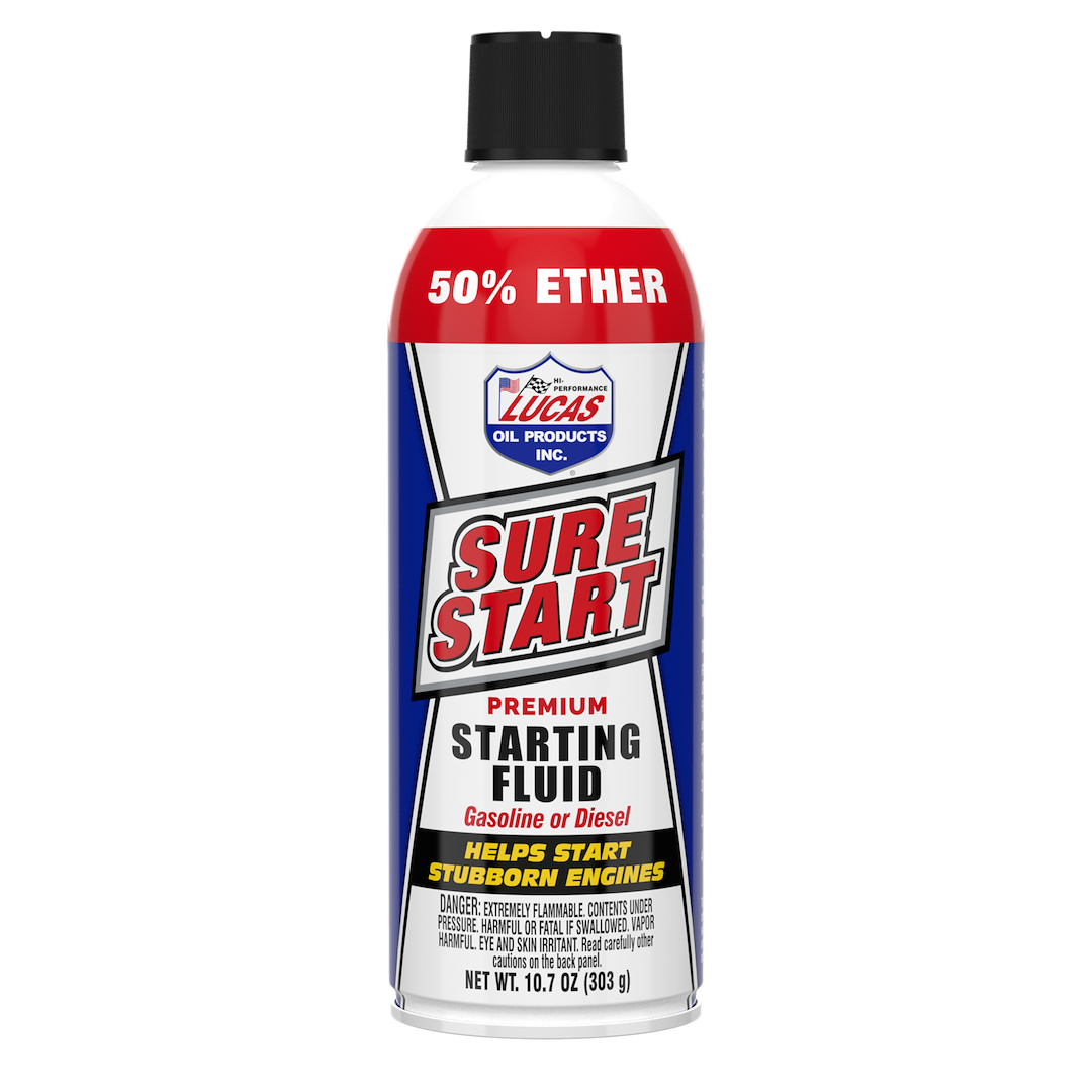 Lucas Oil Starting Fluid, Sure Start, Use to Start Gasoline/ Diesel Stubborn Engines IN Extreme Cold Weather, 50 Percent Ether – 11238