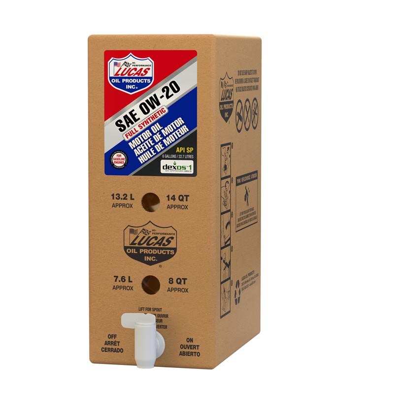 Lucas Oil Oil, SAE 0W-20, Synthetic, 6 Gallon Bag IN Box, Single – 18003