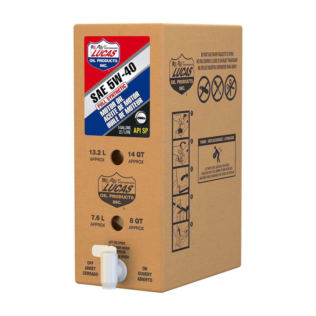 Lucas Oil Oil, SAE 5W-40, Synthetic, 6 Gallon Bag IN Box, Single – 18012