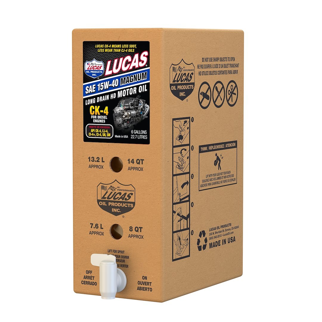 Lucas Oil Oil, SAE 15W-40, CK-4, 6 Gallon Bag IN Box, Single – 18014
