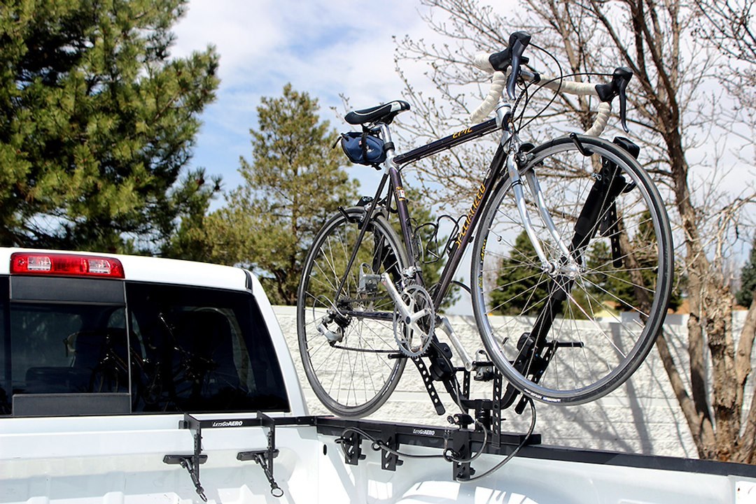 Lets Go Aero Bike Rack, Half Nelson, Truck Bed Mount, Holds 2 Bikes, 35 Pound Per Bicycle Weight Capacity, Cradle System with Straps – B01809