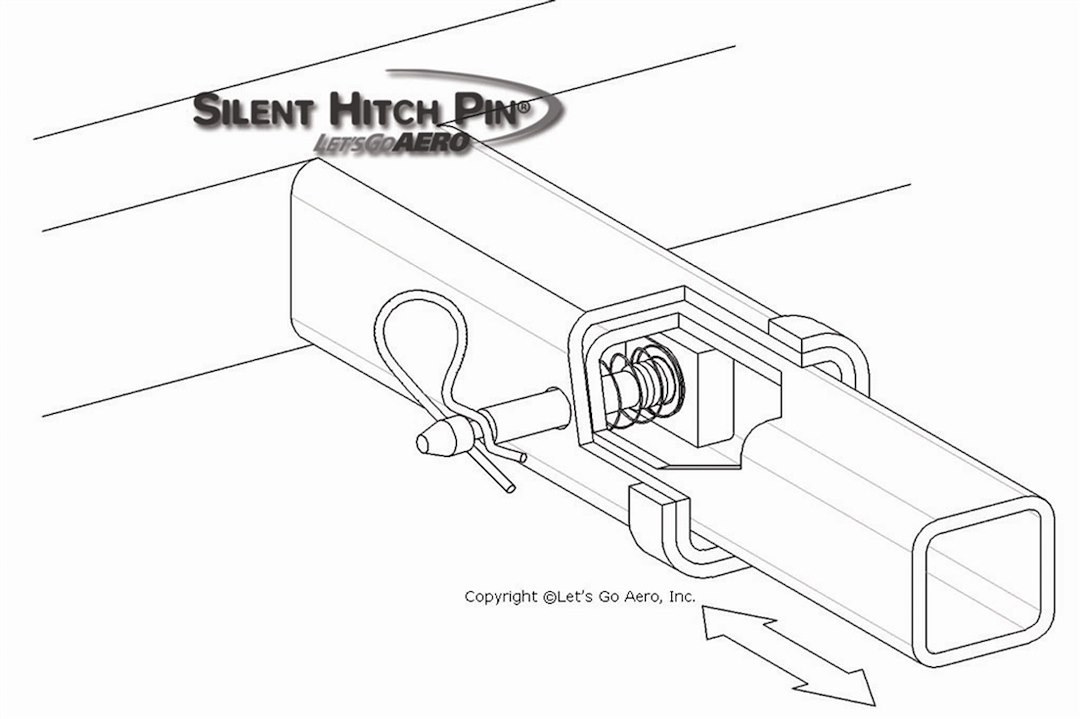 Lets Go Aero Trailer Hitch Pin, Silent Hitch Pin ®, Straight Pin, 5/8 Inch Diameter, For Use with Class III Hitch, With Pin Clip, Single – SHP359