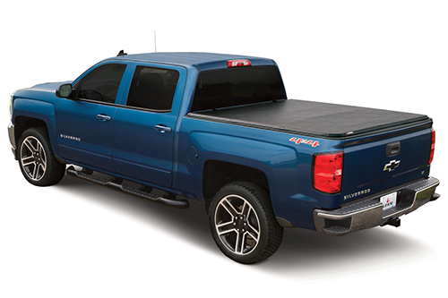 Leer Tonneau Cover, Latitude, Soft Folding, 2 Folds/ 3 Panels, Not Hinged IN Front, Non-Lockable, Black, Vinyl – 630286