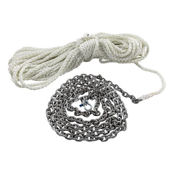 Lewmar Anchor Rode, Eight Plaited, 1/2 Inch Diameter X 300 Foot Length, White, Nylon, With 1/4 Inch X 15 Foot Chain with Shackle – HM15HT300PX