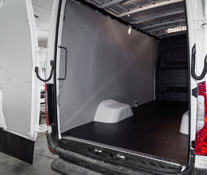 Legend Fleet Solutions Van Wall Liner, Econolite, With Front and Rear Driver Side/ Rear Passenger Side Panels, Light Gray – 05F04-20-M