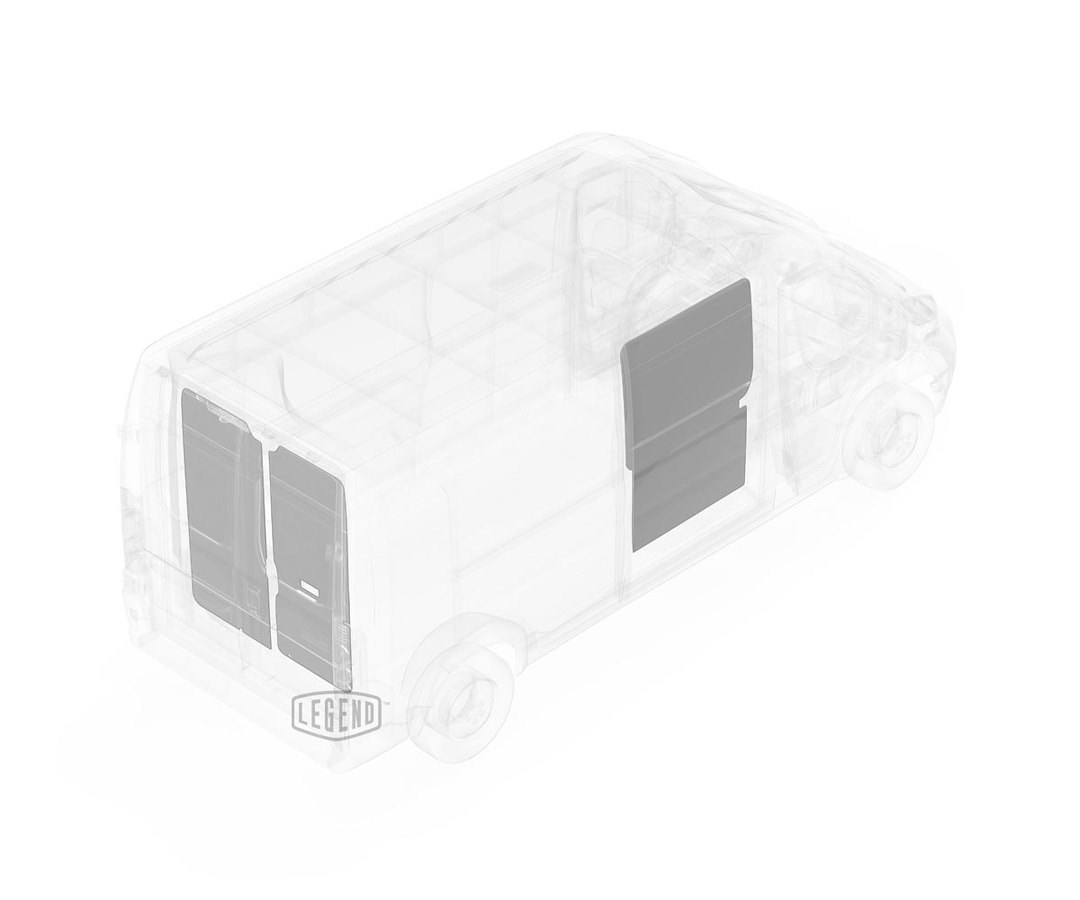 Legend Fleet Solutions Van Wall Liner, Duratherm, With Passenger Side Door and Rear Door Panels, Gray – 603-114-2613.HR