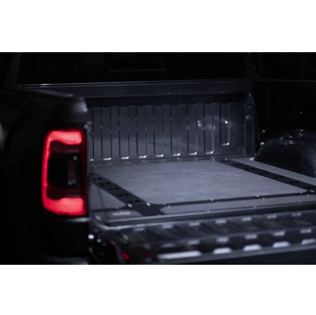 Legend Fleet Solutions Bed Liner, Bedboss™, Drop-IN, Under Bed Rail, Black Matte Textured, Steel, With Flexible Tie-Downs – RA1619-EMU1