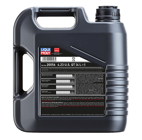 Liqui Moly Oil, SAE 10W-40, Synthetic, 4 Liter Jug, Single – 20056