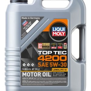 Liqui Moly Oil, Top Tec 4200, SAE 5W-30, Synthetic, 5 Liter Jug, Single – 2011