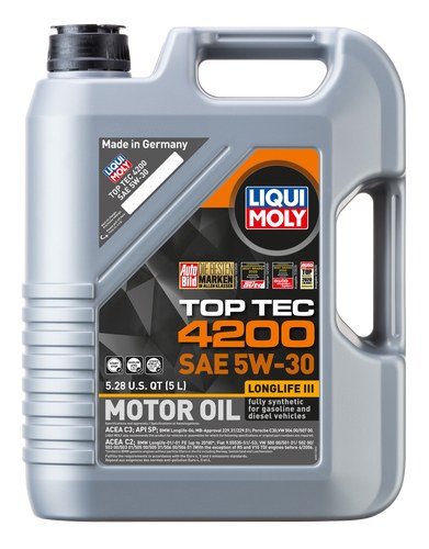 Liqui Moly Oil, Top Tec 4200, SAE 5W-30, Synthetic, 5 Liter Jug, Single – 2011
